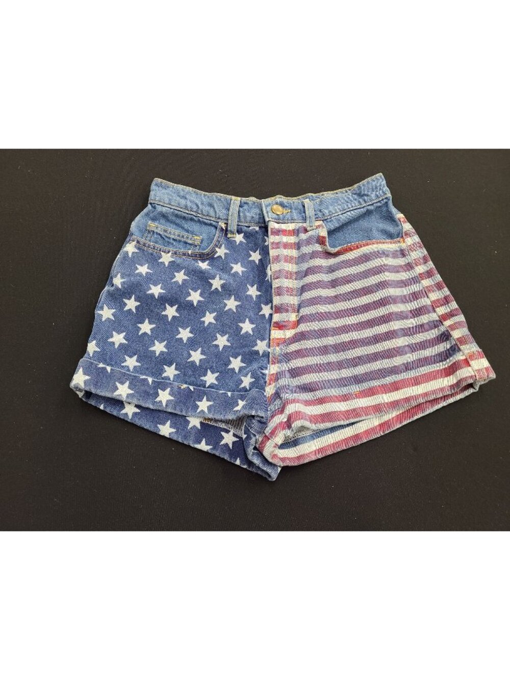American Apparel Womens American Flag High-Waisted Denim Shorts Size 27